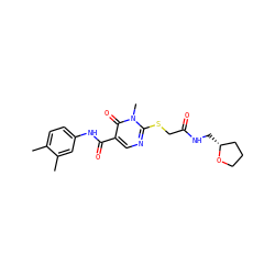 Cc1ccc(NC(=O)c2cnc(SCC(=O)NC[C@@H]3CCCO3)n(C)c2=O)cc1C ZINC000012236987