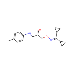 Cc1ccc(NC[C@H](O)CON=C(C2CC2)C2CC2)cc1 ZINC000011422371