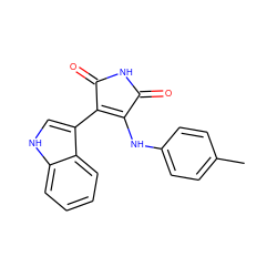 Cc1ccc(NC2=C(c3c[nH]c4ccccc34)C(=O)NC2=O)cc1 ZINC000028391119