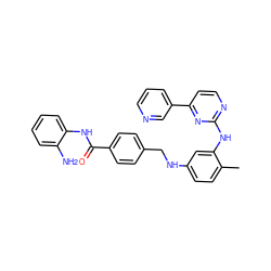 Cc1ccc(NCc2ccc(C(=O)Nc3ccccc3N)cc2)cc1Nc1nccc(-c2cccnc2)n1 ZINC000040916577