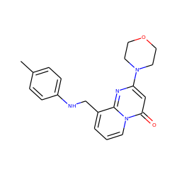 Cc1ccc(NCc2cccn3c(=O)cc(N4CCOCC4)nc23)cc1 ZINC000473130106