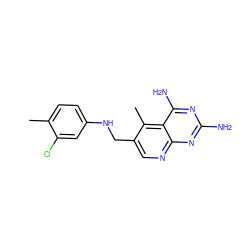 Cc1ccc(NCc2cnc3nc(N)nc(N)c3c2C)cc1Cl ZINC000005892552