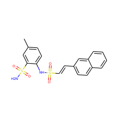 Cc1ccc(NS(=O)(=O)/C=C/c2ccc3ccccc3c2)c(S(N)(=O)=O)c1 ZINC000147574103