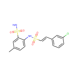 Cc1ccc(NS(=O)(=O)/C=C/c2cccc(Cl)c2)c(S(N)(=O)=O)c1 ZINC000143471062