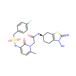 Cc1ccc(NS(=O)(=O)Cc2ccc(F)cc2)c(=O)n1CC(=O)N[C@@H]1CCc2c(sc(=N)n2N)C1 ZINC000026968743