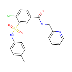 Cc1ccc(NS(=O)(=O)c2cc(C(=O)NCc3ccccn3)ccc2Cl)cc1 ZINC000006139262