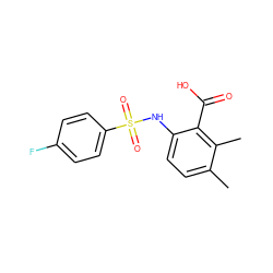 Cc1ccc(NS(=O)(=O)c2ccc(F)cc2)c(C(=O)O)c1C ZINC000014965029