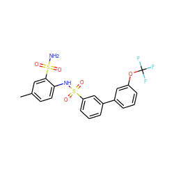 Cc1ccc(NS(=O)(=O)c2cccc(-c3cccc(OC(F)(F)F)c3)c2)c(S(N)(=O)=O)c1 ZINC000148404315