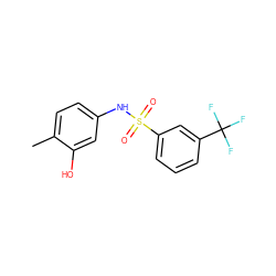 Cc1ccc(NS(=O)(=O)c2cccc(C(F)(F)F)c2)cc1O ZINC000033882102