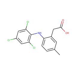 Cc1ccc(Nc2c(Cl)cc(Cl)cc2Cl)c(CC(=O)O)c1 ZINC000029060110