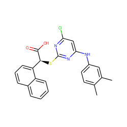 Cc1ccc(Nc2cc(Cl)nc(S[C@H](C(=O)O)c3cccc4ccccc34)n2)cc1C ZINC000049115250