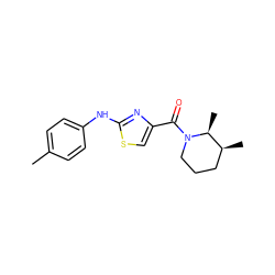 Cc1ccc(Nc2nc(C(=O)N3CCC[C@H](C)[C@@H]3C)cs2)cc1 ZINC000096283040