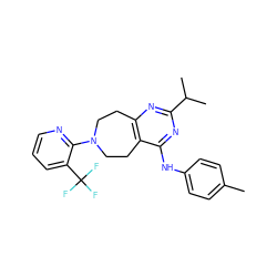 Cc1ccc(Nc2nc(C(C)C)nc3c2CCN(c2ncccc2C(F)(F)F)CC3)cc1 ZINC000144904112