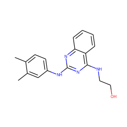 Cc1ccc(Nc2nc(NCCO)c3ccccc3n2)cc1C ZINC000002873557