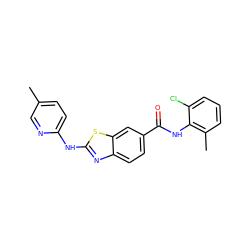 Cc1ccc(Nc2nc3ccc(C(=O)Nc4c(C)cccc4Cl)cc3s2)nc1 ZINC000013536565