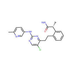 Cc1ccc(Nc2ncc(Cl)c(CCc3ccccc3[C@@H](C)C(N)=O)n2)cn1 ZINC000211023215