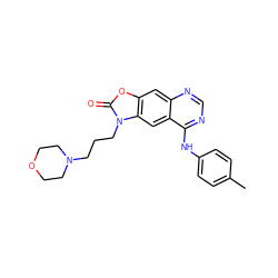 Cc1ccc(Nc2ncnc3cc4oc(=O)n(CCCN5CCOCC5)c4cc23)cc1 ZINC000084710303