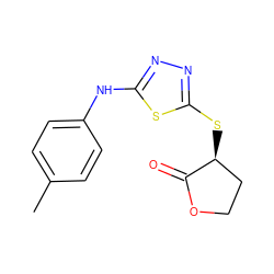 Cc1ccc(Nc2nnc(S[C@H]3CCOC3=O)s2)cc1 ZINC000003243008