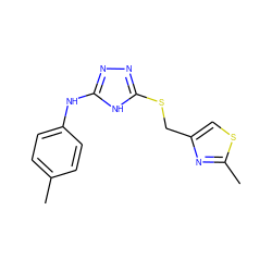 Cc1ccc(Nc2nnc(SCc3csc(C)n3)[nH]2)cc1 ZINC000014964132