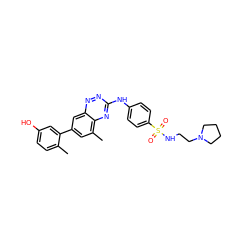 Cc1ccc(O)cc1-c1cc(C)c2nc(Nc3ccc(S(=O)(=O)NCCN4CCCC4)cc3)nnc2c1 ZINC000038228992