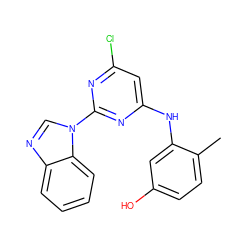 Cc1ccc(O)cc1Nc1cc(Cl)nc(-n2cnc3ccccc32)n1 ZINC000036187671