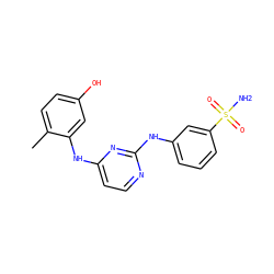 Cc1ccc(O)cc1Nc1ccnc(Nc2cccc(S(N)(=O)=O)c2)n1 ZINC000028950556