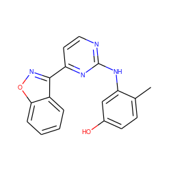 Cc1ccc(O)cc1Nc1nccc(-c2noc3ccccc23)n1 ZINC000036187685