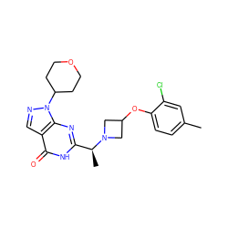 Cc1ccc(OC2CN([C@@H](C)c3nc4c(cnn4C4CCOCC4)c(=O)[nH]3)C2)c(Cl)c1 ZINC001772608493