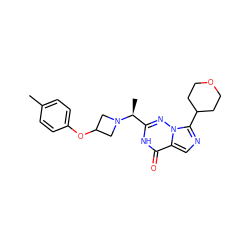 Cc1ccc(OC2CN([C@@H](C)c3nn4c(C5CCOCC5)ncc4c(=O)[nH]3)C2)cc1 ZINC000205458713