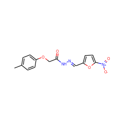 Cc1ccc(OCC(=O)N/N=C/c2ccc([N+](=O)[O-])o2)cc1 ZINC000000361611