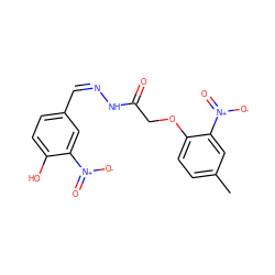 Cc1ccc(OCC(=O)N/N=C\c2ccc(O)c([N+](=O)[O-])c2)c([N+](=O)[O-])c1 ZINC000033155074