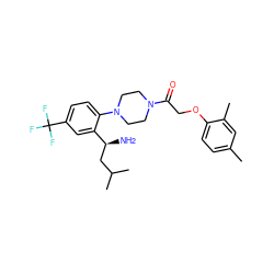 Cc1ccc(OCC(=O)N2CCN(c3ccc(C(F)(F)F)cc3[C@@H](N)CC(C)C)CC2)c(C)c1 ZINC000036285665