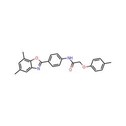 Cc1ccc(OCC(=O)Nc2ccc(-c3nc4cc(C)cc(C)c4o3)cc2)cc1 ZINC000001166512