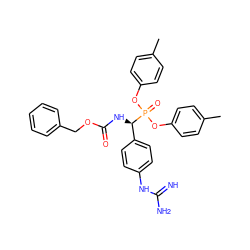 Cc1ccc(OP(=O)(Oc2ccc(C)cc2)[C@H](NC(=O)OCc2ccccc2)c2ccc(NC(=N)N)cc2)cc1 ZINC000034633576