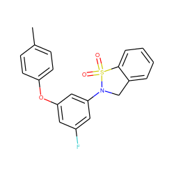 Cc1ccc(Oc2cc(F)cc(N3Cc4ccccc4S3(=O)=O)c2)cc1 ZINC001772631277