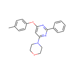 Cc1ccc(Oc2cc(N3CCOCC3)nc(-c3ccccc3)n2)cc1 ZINC000001398443
