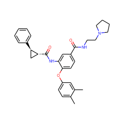 Cc1ccc(Oc2ccc(C(=O)NCCN3CCCC3)cc2NC(=O)[C@@H]2C[C@H]2c2ccccc2)cc1C ZINC000036351791