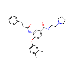 Cc1ccc(Oc2ccc(C(=O)NCCN3CCCC3)cc2NC(=O)CCc2ccccc2)cc1C ZINC000035873088