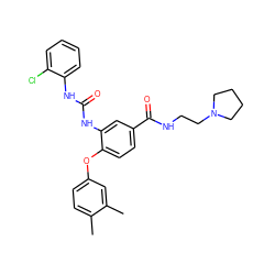 Cc1ccc(Oc2ccc(C(=O)NCCN3CCCC3)cc2NC(=O)Nc2ccccc2Cl)cc1C ZINC000035985869