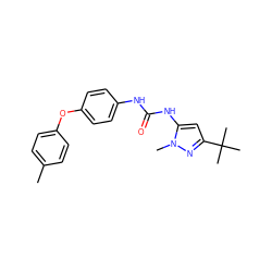 Cc1ccc(Oc2ccc(NC(=O)Nc3cc(C(C)(C)C)nn3C)cc2)cc1 ZINC000013442509