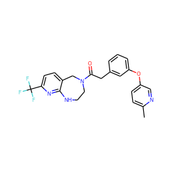 Cc1ccc(Oc2cccc(CC(=O)N3CCNc4nc(C(F)(F)F)ccc4C3)c2)cn1 ZINC000103265963