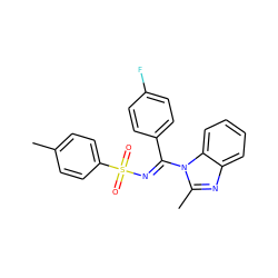 Cc1ccc(S(=O)(=O)/N=C(\c2ccc(F)cc2)n2c(C)nc3ccccc32)cc1 ZINC000100769491