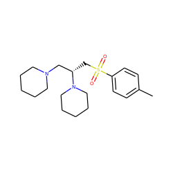 Cc1ccc(S(=O)(=O)C[C@@H](CN2CCCCC2)N2CCCCC2)cc1 ZINC000019868856