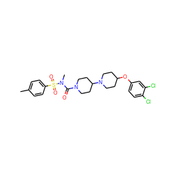 Cc1ccc(S(=O)(=O)N(C)C(=O)N2CCC(N3CCC(Oc4ccc(Cl)c(Cl)c4)CC3)CC2)cc1 ZINC000095555651