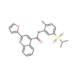 Cc1ccc(S(=O)(=O)N(C)C)cc1NC(=O)c1cc(-c2ccco2)nc2ccccc12 ZINC000012796019