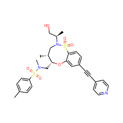 Cc1ccc(S(=O)(=O)N(C)C[C@H]2Oc3cc(C#Cc4ccncc4)ccc3S(=O)(=O)N([C@H](C)CO)C[C@H]2C)cc1 ZINC000095603789