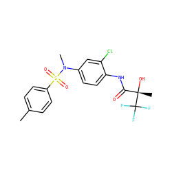 Cc1ccc(S(=O)(=O)N(C)c2ccc(NC(=O)[C@](C)(O)C(F)(F)F)c(Cl)c2)cc1 ZINC000040953634