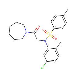 Cc1ccc(S(=O)(=O)N(CC(=O)N2CCCCCC2)c2cc(Cl)ccc2C)cc1 ZINC000000979201