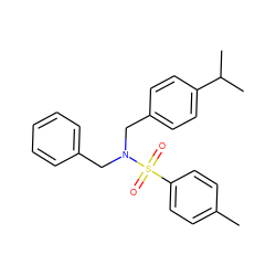 Cc1ccc(S(=O)(=O)N(Cc2ccccc2)Cc2ccc(C(C)C)cc2)cc1 ZINC000095592410