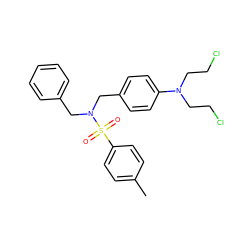 Cc1ccc(S(=O)(=O)N(Cc2ccccc2)Cc2ccc(N(CCCl)CCCl)cc2)cc1 ZINC000095586875